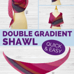 Pin image - collage of double gradient knitted shawl on dress form