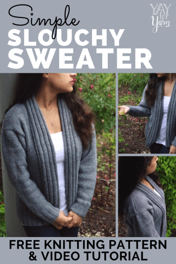 photo collage of woman wearing grey knit cardigan sweater over white shirt