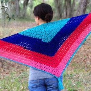 Candy Shop Shawl, made from 7 oz / 200 g of gradient cake yarn