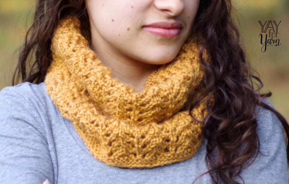 This lightweight, lacy cowl is perfect for any beginner looking to try lace knitting.
