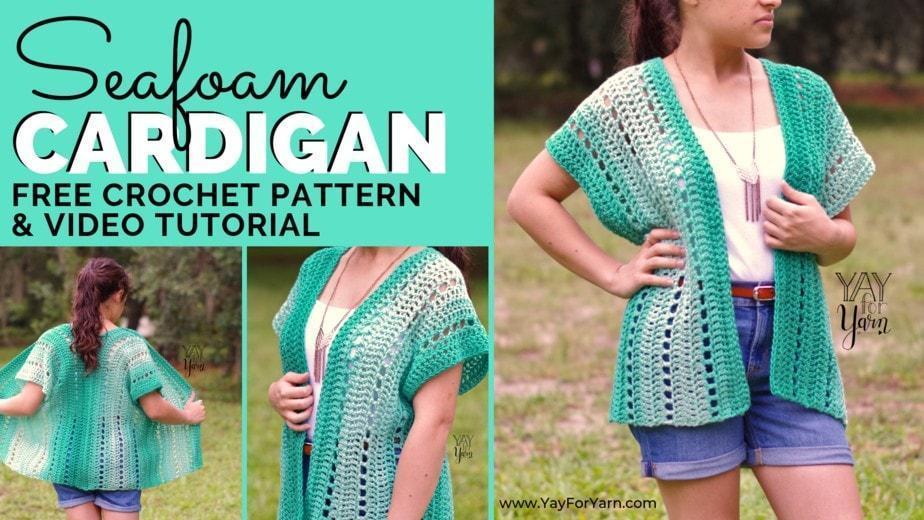 Free Crochet Pattern for lacy, lightweight kimono cardigan.