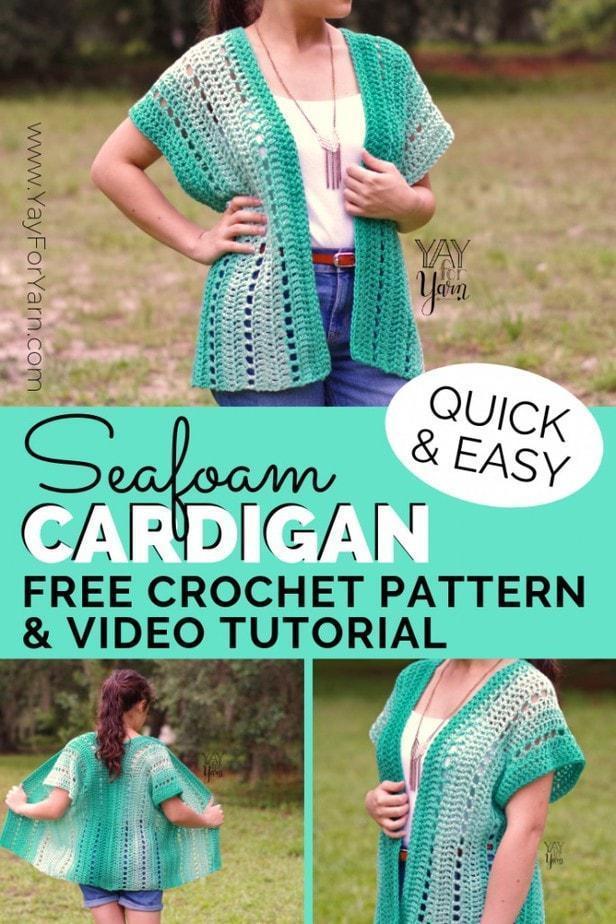 This breezy, lightweight cardigan is perfect for summer! It's an easy, beginner-friendly project you can make today, from just two crocheted rectangles. If you’ve never crocheted a garment before, this is the perfect place to start! #crochetsweaterpattern #summercrochet #summercrochetproject #springcrochet #plussizecrochetpattern #freecrochetpattern #crochetpatternsforbeginners #easycrochetpattern #cardigancrochetpattern #crochetcardigan #beachcrochet #kimonocardigan #crochetkimono #crochetsweater