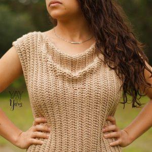 How to crochet a top with a cowl neck