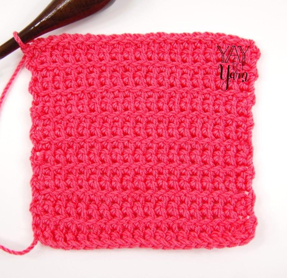crochet square worked in the front loop only