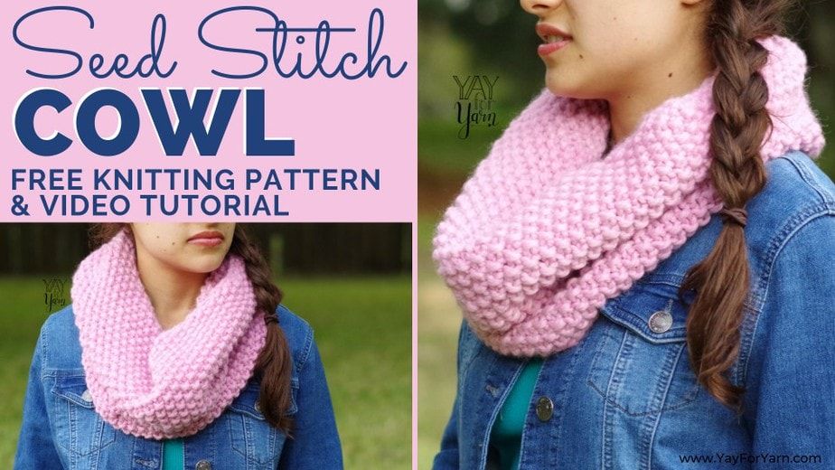Seed Stitch Cowl – FREE Knitting Pattern for Beginners by Yay For Yarn