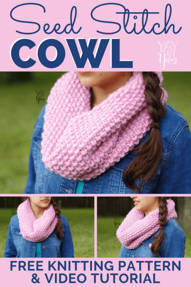 This thick, squishy cowl is sure to keep you warm through the fall and winter.  It's an easy knitting project for beginners that works up quickly! #freeknittingpattern #freeknittingpatternforbeginners #cowlknittingpattern #fallknittingpatterns #winterknittingpatterns #scarfknittingpatterns #yayforyarn #chunkyknits