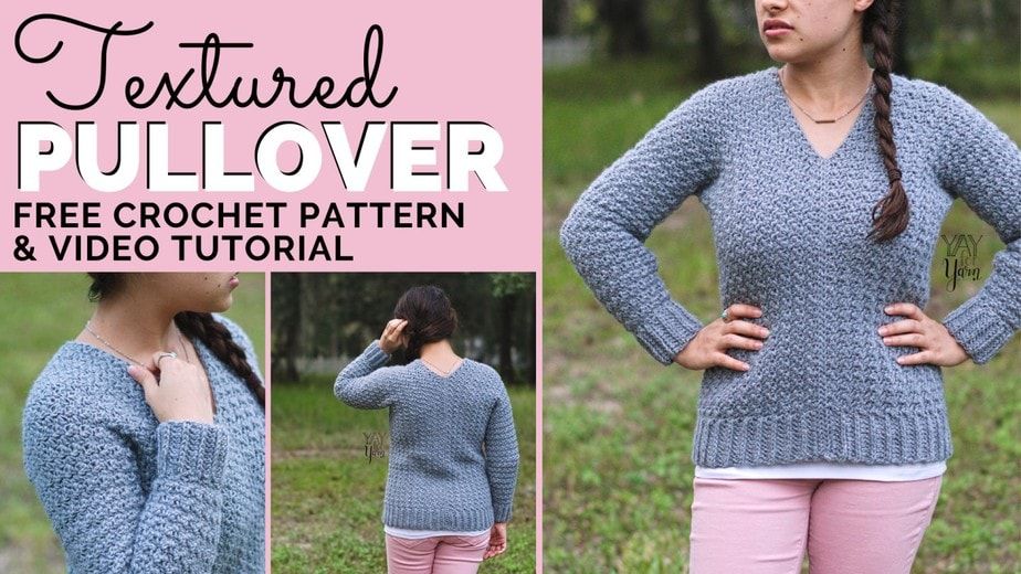 Simple Textured Crochet Sweater - Free Pattern + Video