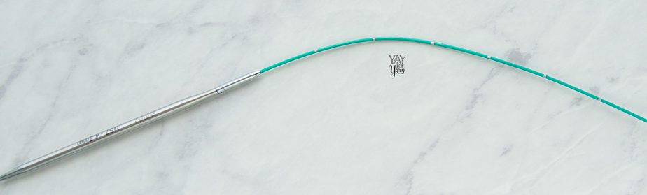 closeup of cable, knitter's pride mindful collection needles