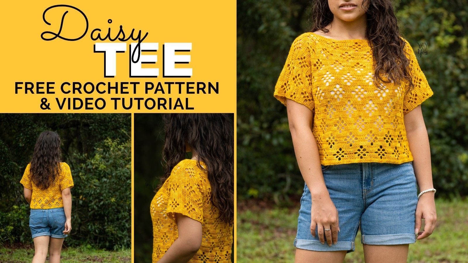 FREE Crochet Lace Top Pattern & Video Tutorial – Daisy Tee – Plus Size Inclusive