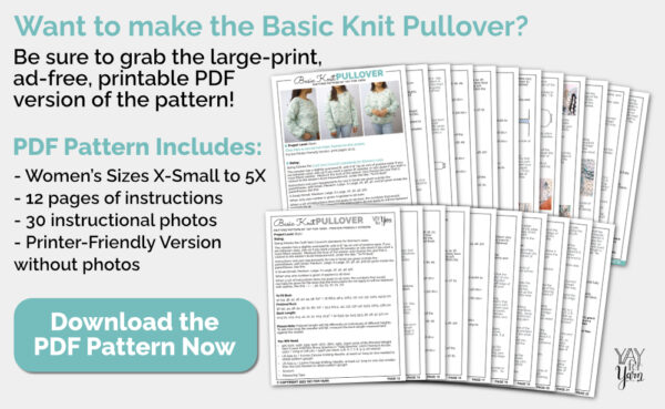 Basic Knit Pullover - Free Sweater Knitting Pattern - Yay For Yarn