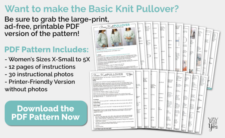 Basic Knit Pullover - Free Sweater Knitting Pattern - Yay For Yarn